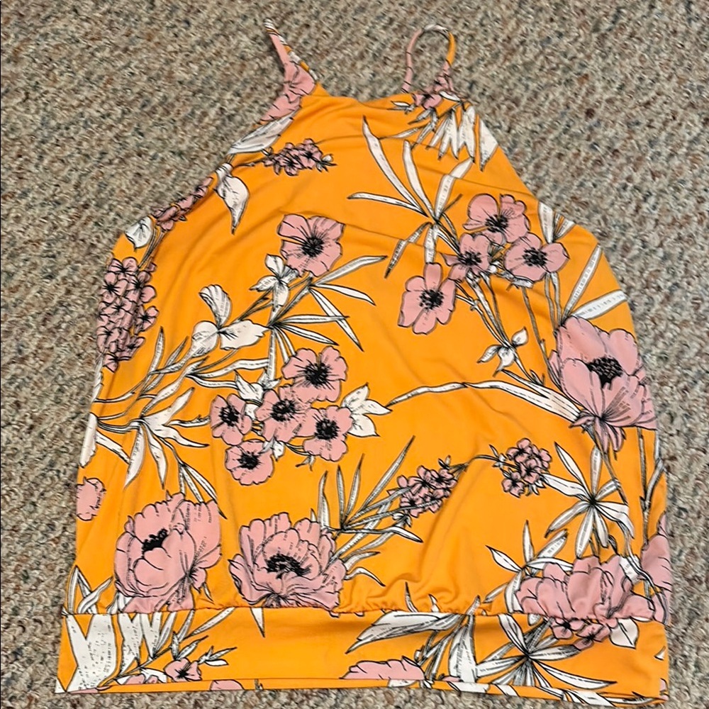 Floral Halter Top in Orange and Pink
